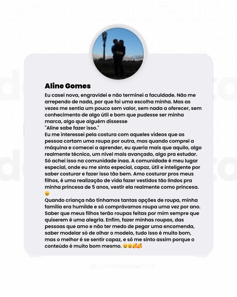 Depoimento de aluna do Inaá Club