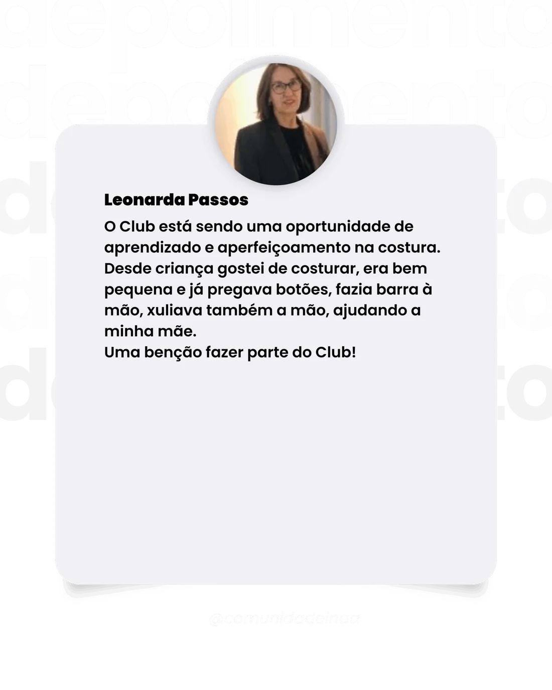 Depoimento de Leonarda Passos, aluna do Inaá Club